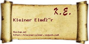 Kleiner Elmár névjegykártya